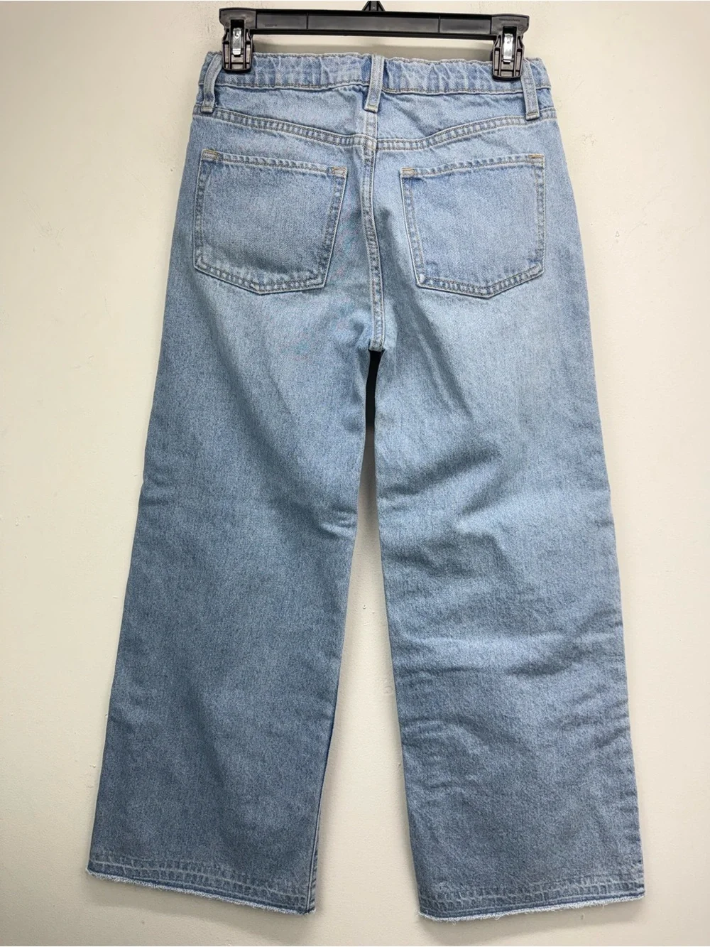Old Navy size 14 Girls Blue Distressed Denim High Rise Baggy Wide Leg Jeans